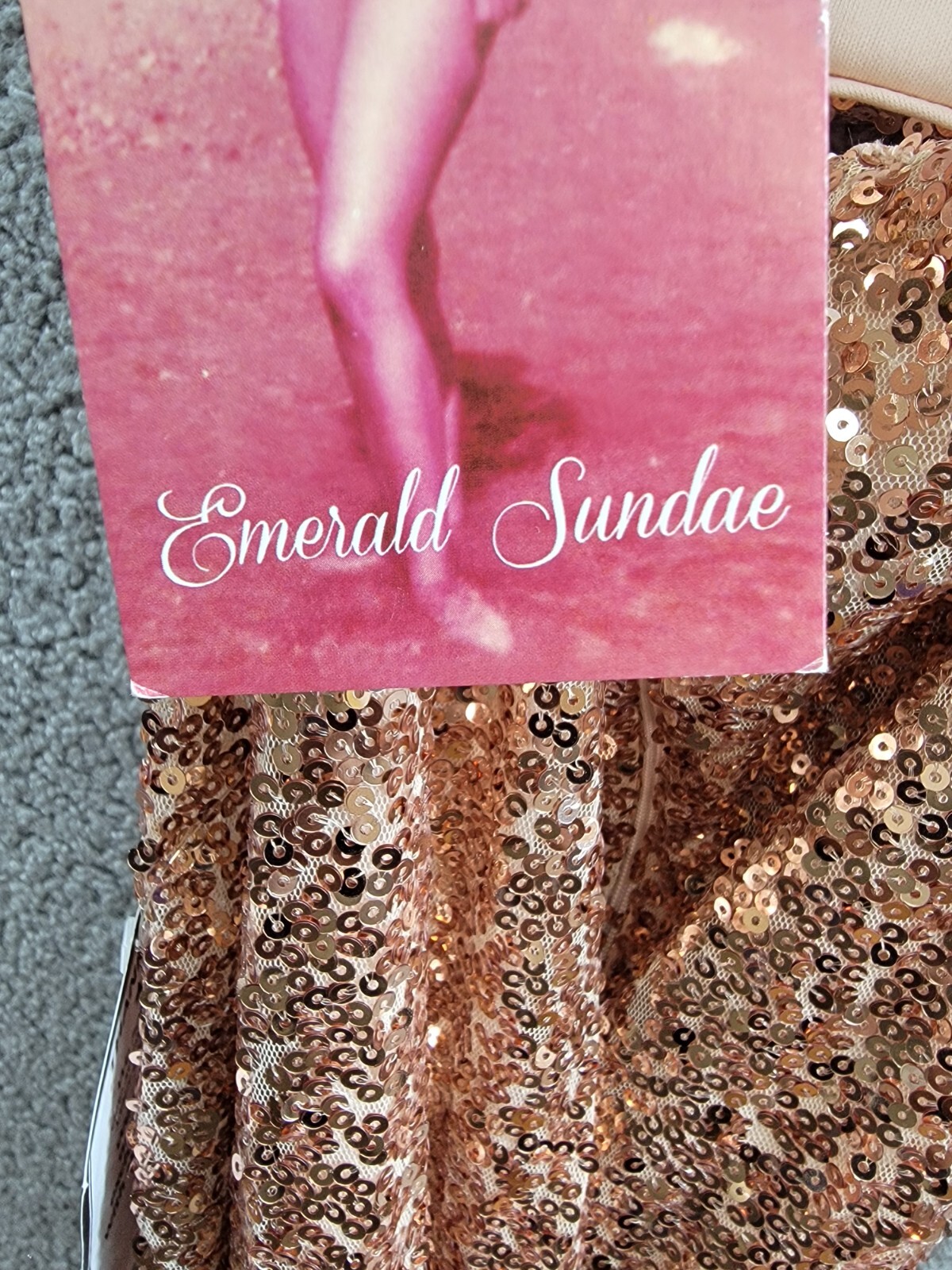 Emerald Sundae 2-Pc. Sequined Halter Dress Juniors L Rose Gold Back Zip Closure - Picture 17 of 18