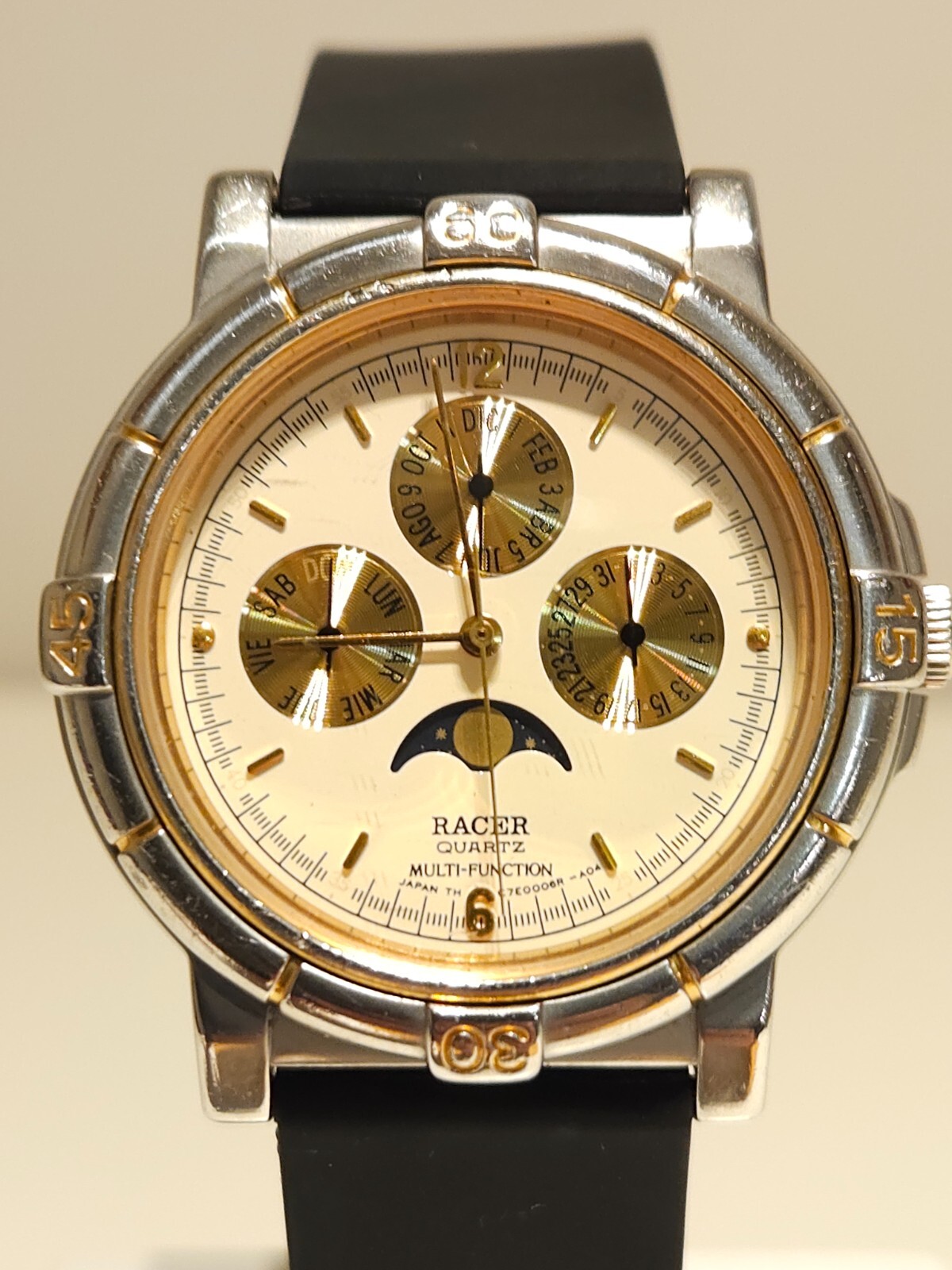 VINTAGE ST.STEEL TRIPLE CALENDAR MOON PHASE MEN'S QUARTZ VINTAGE ST.STEEL TRIPLE CALENDAR MOON PHASE MEN'S QUARTZ