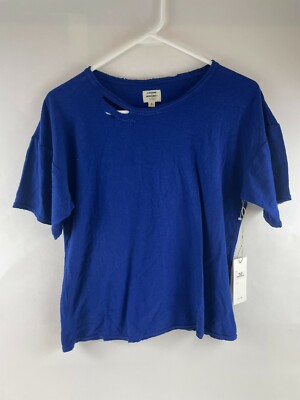 Citizens of Humanity Esmay T-Shirt Women Size S Blue Short Sleeve Distressed NWT