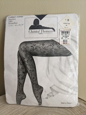 Chantal Thomass Paris Vintage Collant Urban Marine Navy Pantyhose Size M NEW