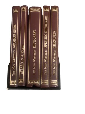The New Websters Small Box Set 1986 Dictionary Thesaurus Grammar Atlas 5 Book