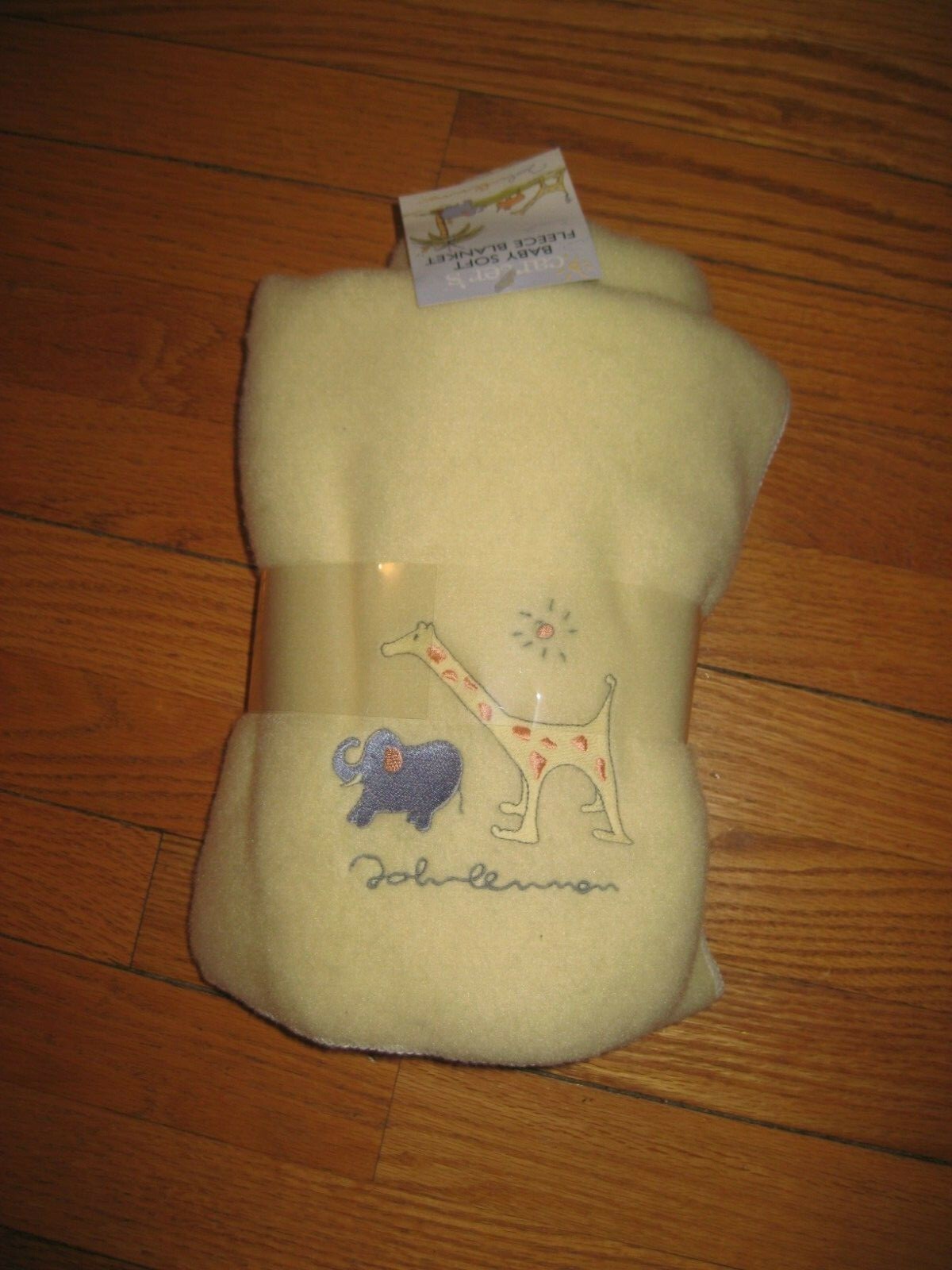 NWT John Lennon Elephant Real Love Yellow Baby Blanket Fleece Safari Carters Vtg