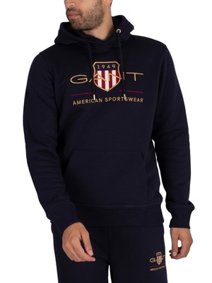 

Мужская толстовка с капюшоном GANT Archive Shield, синяя, Синий