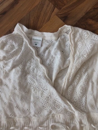 Motherhood Maternity Sweater XL Cream Pointelle Knit Wrap Style Cap Slv Sweater