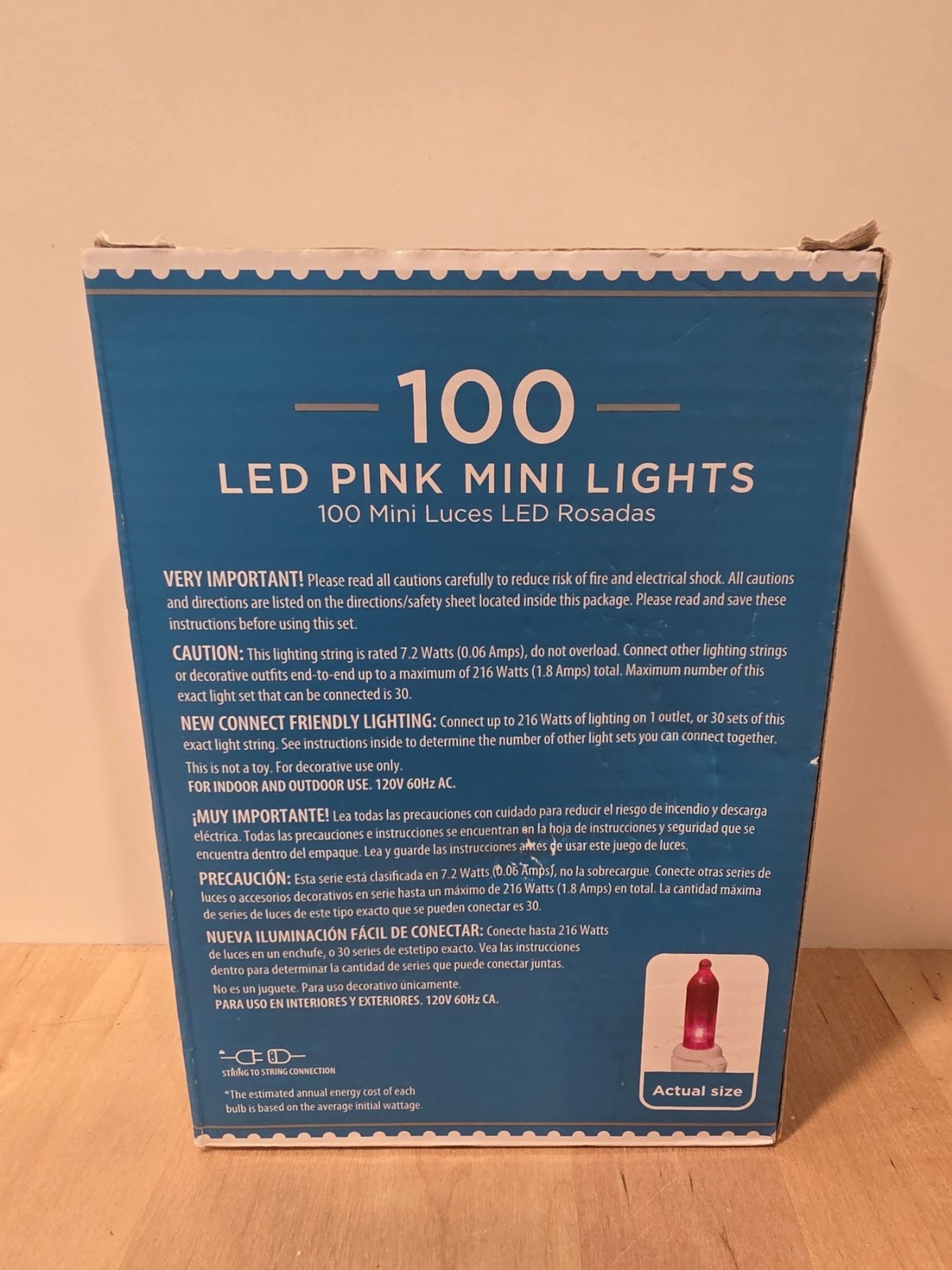 Holiday Time 100 Count Pink LED Mini String Lights White Wire 23 Ft