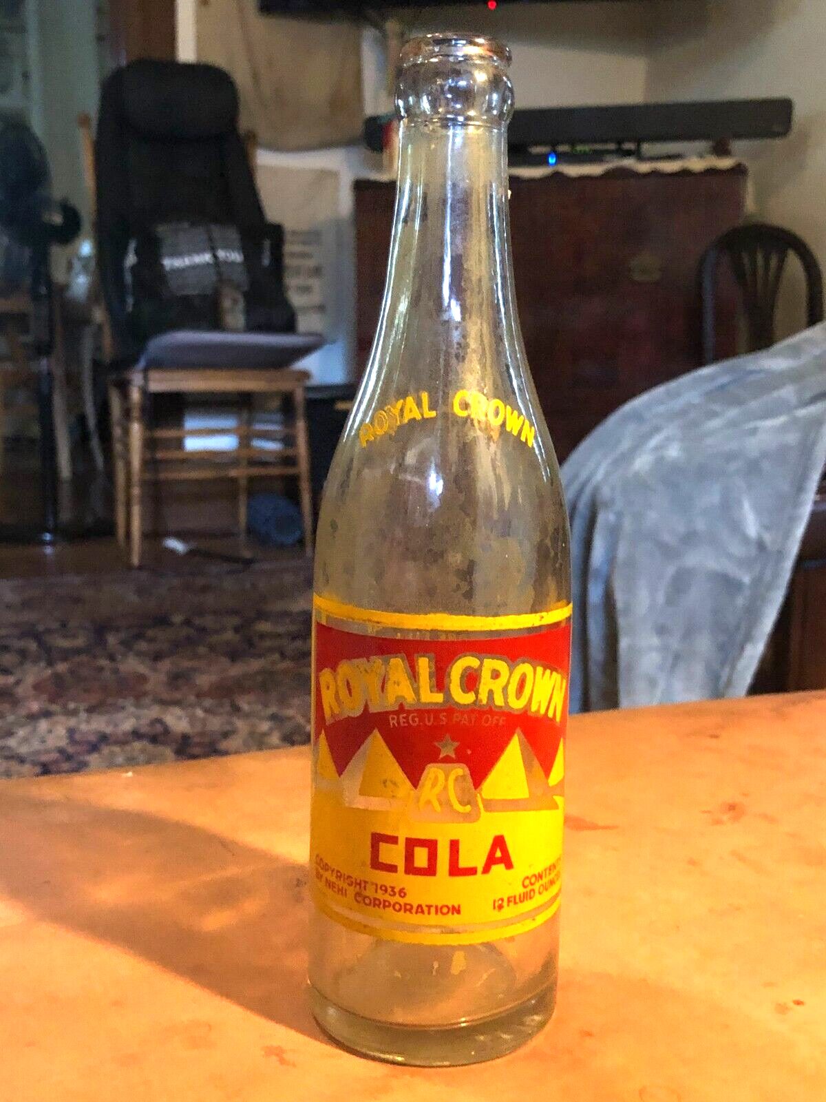 Vtg Royal Crown RC Cola Duraglas Soda Bottle Newark NJ | eBay