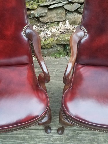 ~ RARE~ 2 Vintage Hancock & Moore Kensington Gooseneck Leather Chairs~ESTATE!!!!