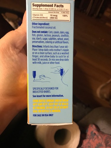 Baby Ddrops Liquid Vitamin D3 400 IU Dietary Supplement 90 Drops 2.5 ml