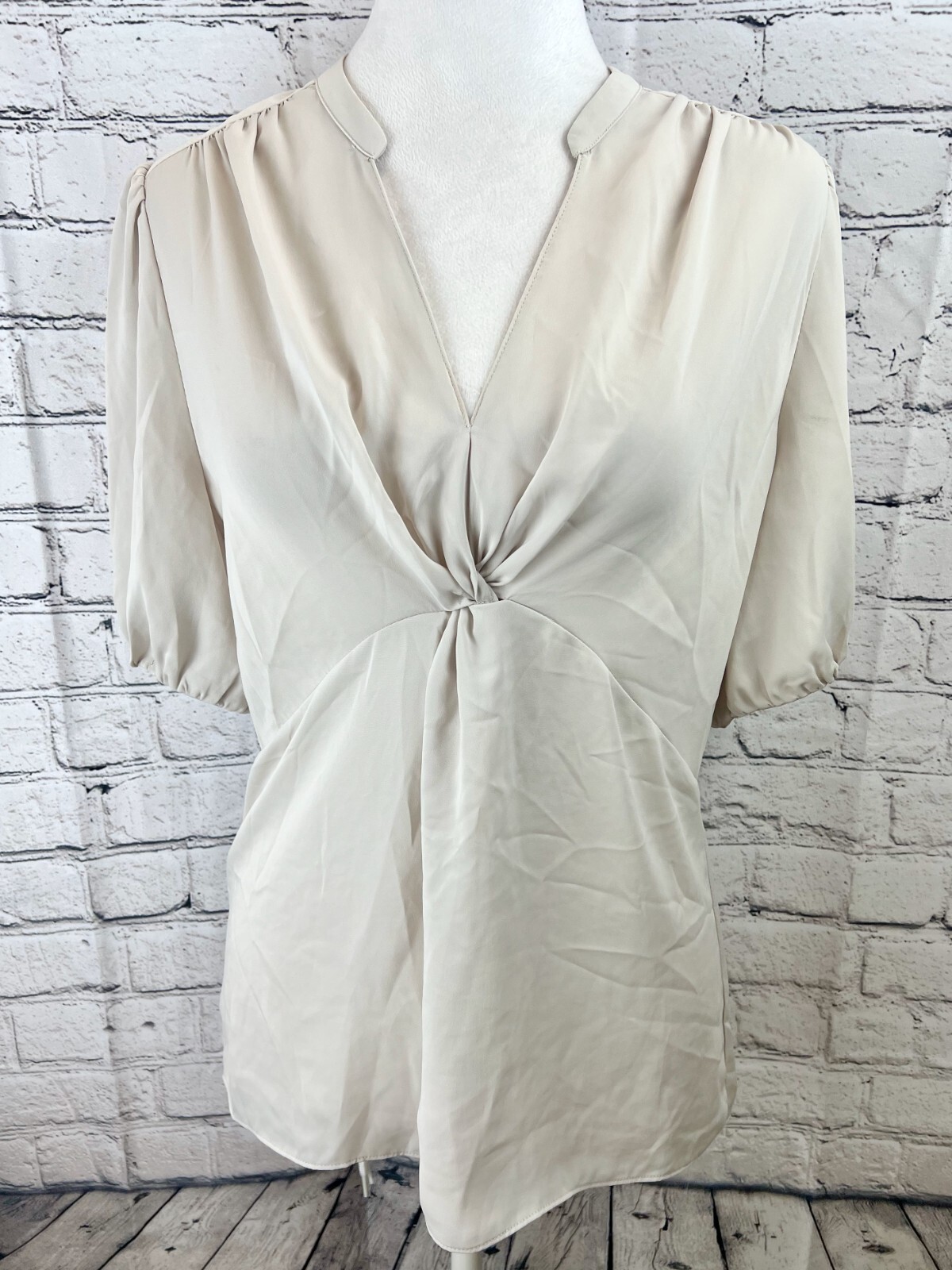 Current Air Blouse Top Women's Size XS Beige Solid 100 Current Air Blouse Top Women's Size XS Beige Solid 100