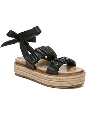 

SAM EDELMAN Женские черные кожаные эспадрильи Kerin с круглым носком на платформе, 9 м, Черный, H5767L1