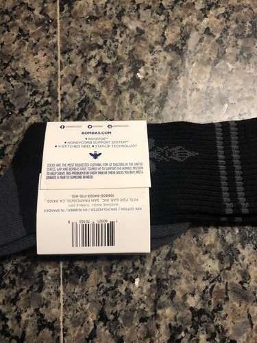 Bombas Youth Size Small Black Gray Calf Socks NEW