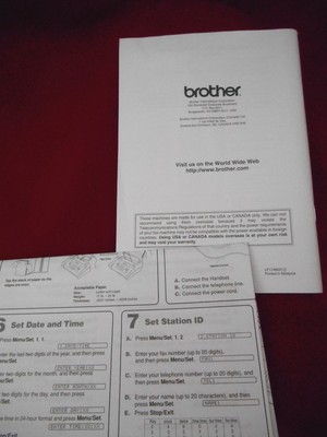 Brother Fax 775 775Si Fax Machine Owner's Manual w Easy Start Up Startcard