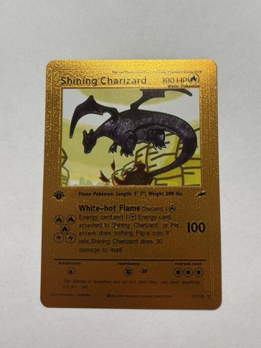 ポケモンカードゲーム　Shining Charizard　英語版 107/105 First Edition Shining Charizard Gold Foil 107/105 illus