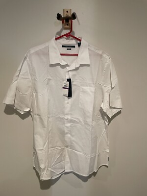Perry Ellis Bright White Short Sleeve Shirt, Men's Size 2XL NWT BOGO Free