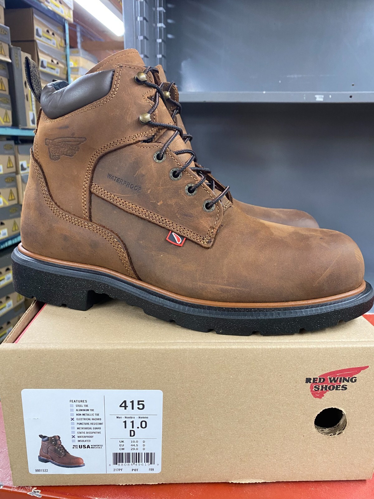 Pre-owned Red Wing Shoes Red Wing - 415 Dynaforce - 6" Wp Soft Toe - Made In The Usa In Brown