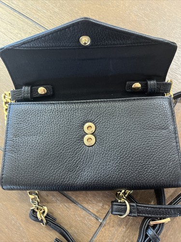 Stella & Max Purse Black Gold Chain Crossbody Clutch/Wallet - Strap Adjusts