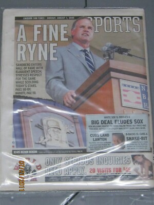 Ryne Sandberg Hall of Fame Induction Chicago Sun-Times Collectible Newspaper