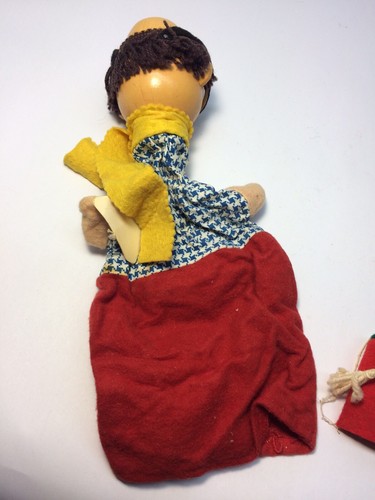 Spieldorst KG Vintage Hand Puppet Wood Head 1960s Fabric Glove.German. Bald Man.