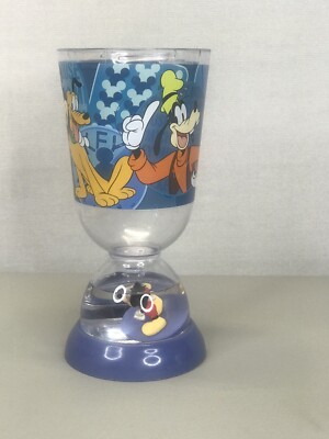 Disney Mickey Mouse Donald Goofy Pluto Snow Globe Cup Tumbler Purple no lid