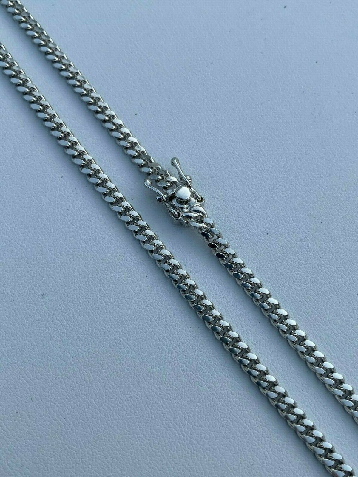 Men's Miami Cuban Chain Solid 925 Sterling Silver 4mm 18-30" Box Lock Necklace