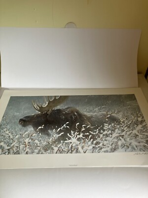 Winter Run Bull Moose-LE Print-Robert Bateman