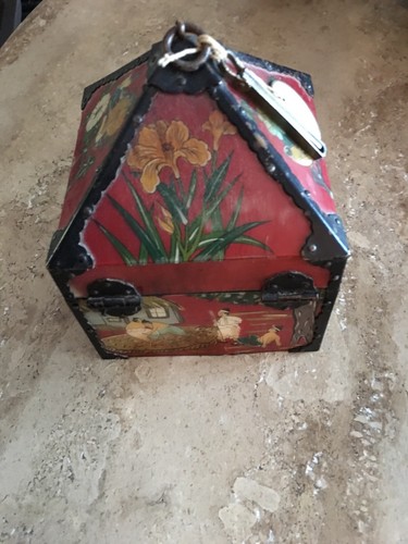 Reverse-Painted Ox Horn Wood Boxes - Hwagak Haem - Vintage Korean Ox Horn Box