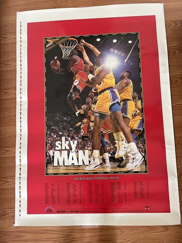 1991-92 chicago bulls schedule Sky man poster (See Pics For