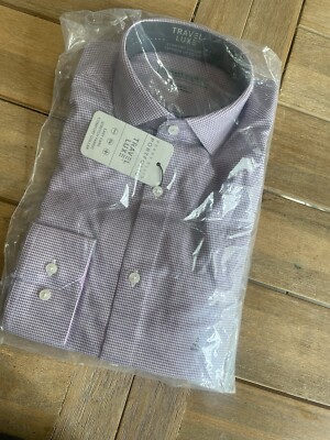 Perry Ellis Men's Premium Slim Fit Comfort Collar Pink Donny Size S 14 1/2 32/33