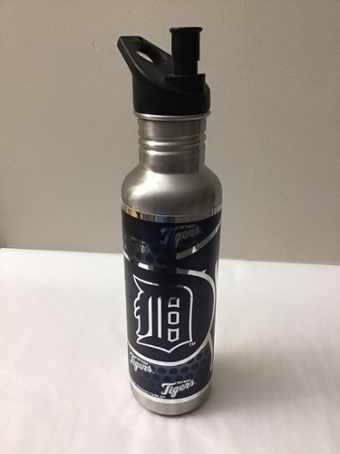 Stainless Steel Water Bottle Detroit Tigers Baseball with Black Lid (S10)