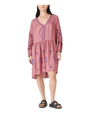 

LUCKY BRAND Женское розовое платье-туника без подкладки с длинными рукавами и манжетами на пуговицах, Розовый