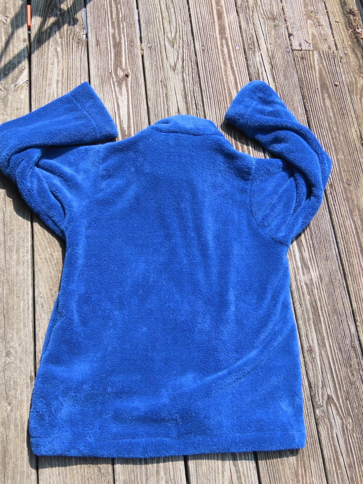Melsimo Towel Selections Womens Medium Bath Robe Zip Jacket Blue Fluffy Fleece M