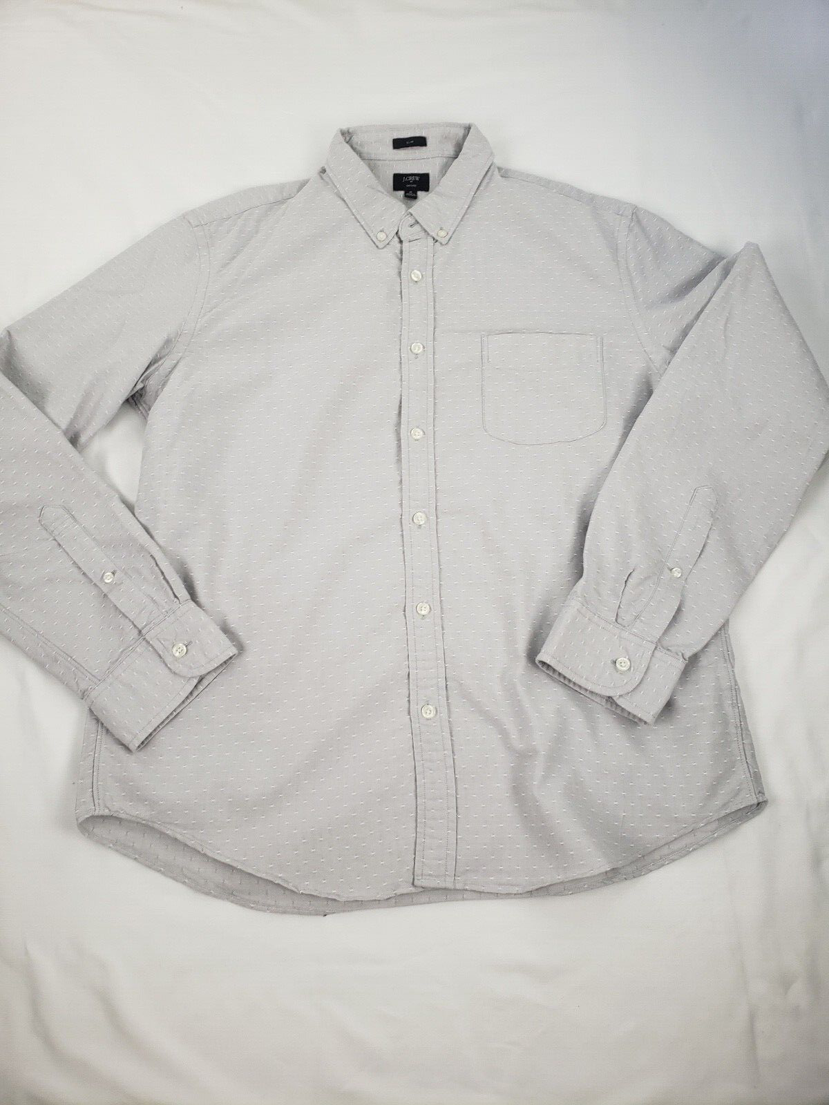 J. Crew Oxford Polka Dot Shirt XL Men's Embroidered Gray