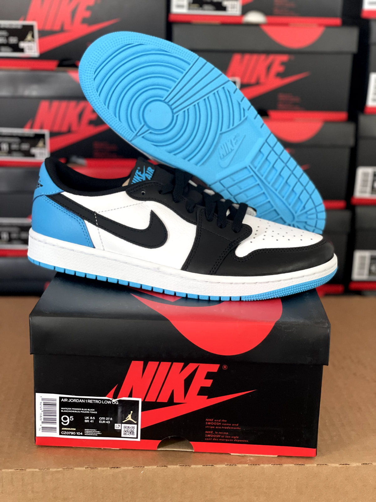 Air Jordan 1 Retro Low OG Shoe Black Powder Blue CZ0790-104 Men's/Women/GS NEW