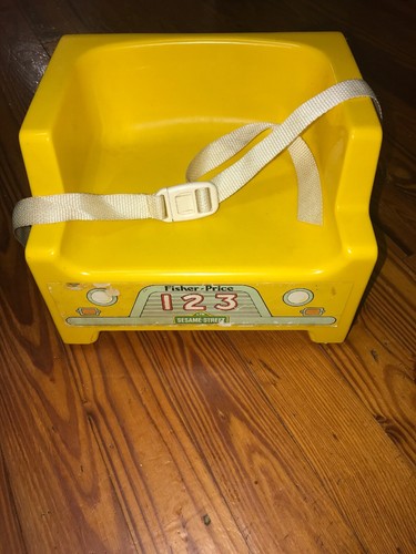 Vintage 1984 Fisher-Price Sesame Street Yellow School Bus Booster Seat