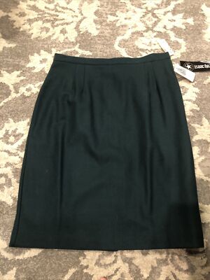 Womens ISAAC HAZAN Green Wool Skirt w Lining Size 16