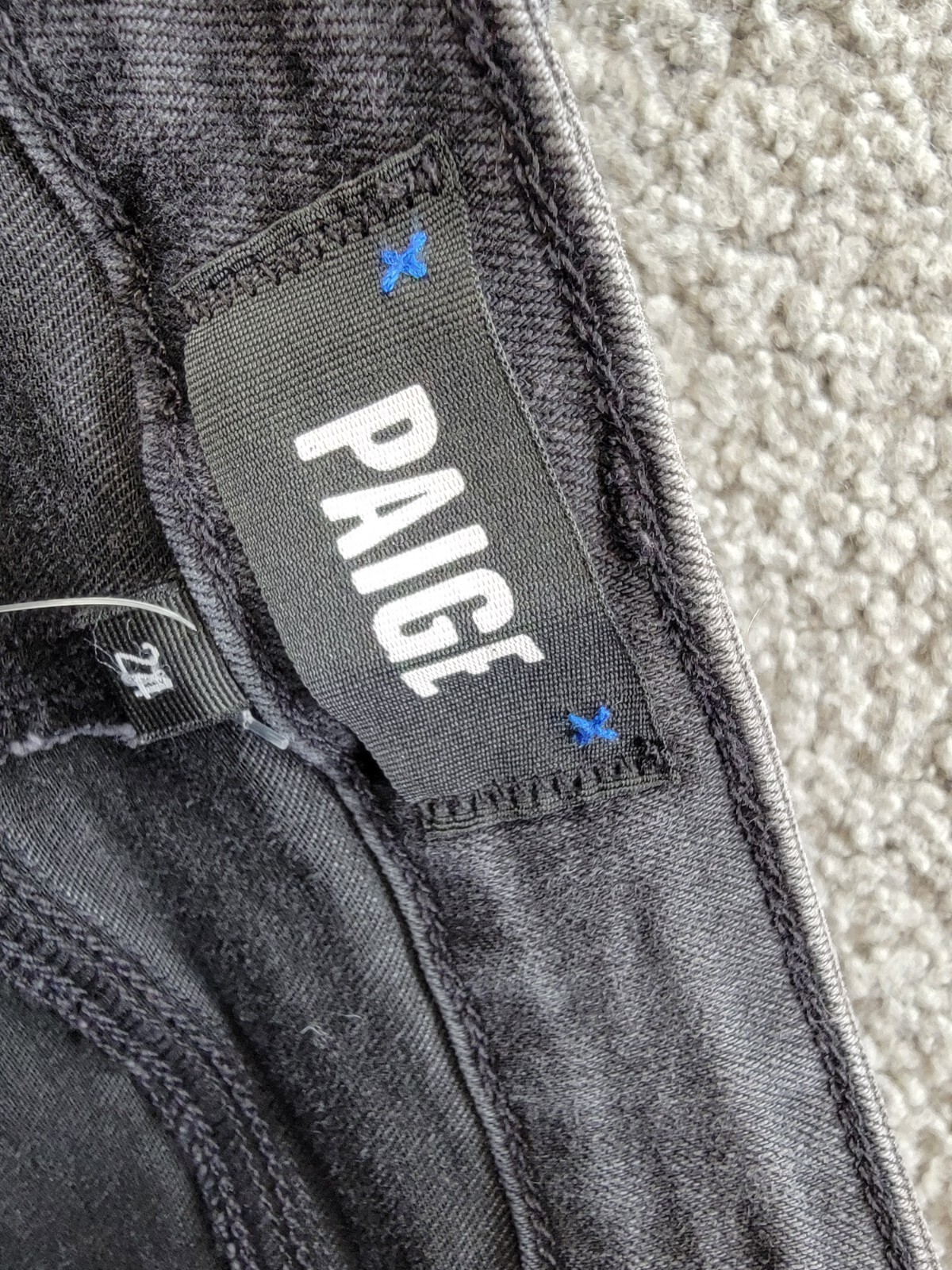 Paige Straight Leg Ankle Raw Hem Jeans Women's 24 Washed Black - Picture 17 of 18