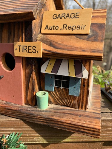 Wood Hanging Functional Bird House Decor Golfer Golf Tire Garage Mountaineer 8x8