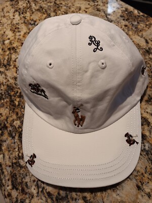 POLO RALPH LAUREN MEN'S CLASSIC WHITE ALL OVER LOGOS ''RL'' CAP HAT OSFA $49  NWT
