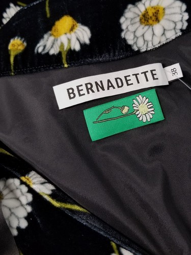 Pre-owned Bernadette $990  Women Black Velvet Mathilda Chamomille Bow Silk Maxi Dress Sz 38