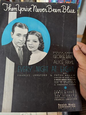 H 1935 GEORGE RAFT movie sheet music EVERY NIGHT AT EIGHT