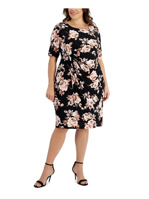 CONNECTED APPAREL Womens Navy Unlined Pullover Side-tab Dress Plus 20W