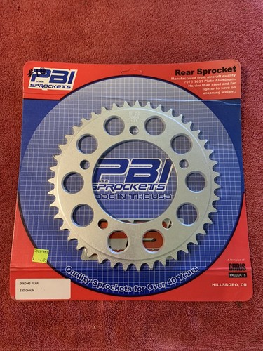 PBI Motorcycle 43 Tooth Rear Sprocket Part# 3060 43T 520