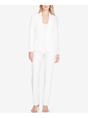 TAHARI Womens Ivory Wear To Work Suit Jacket Petites 8P