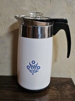 Vintage Corning Ware 10 Cup Percolator Coffee Maker Electric w/ Basket, Lid, PWR
