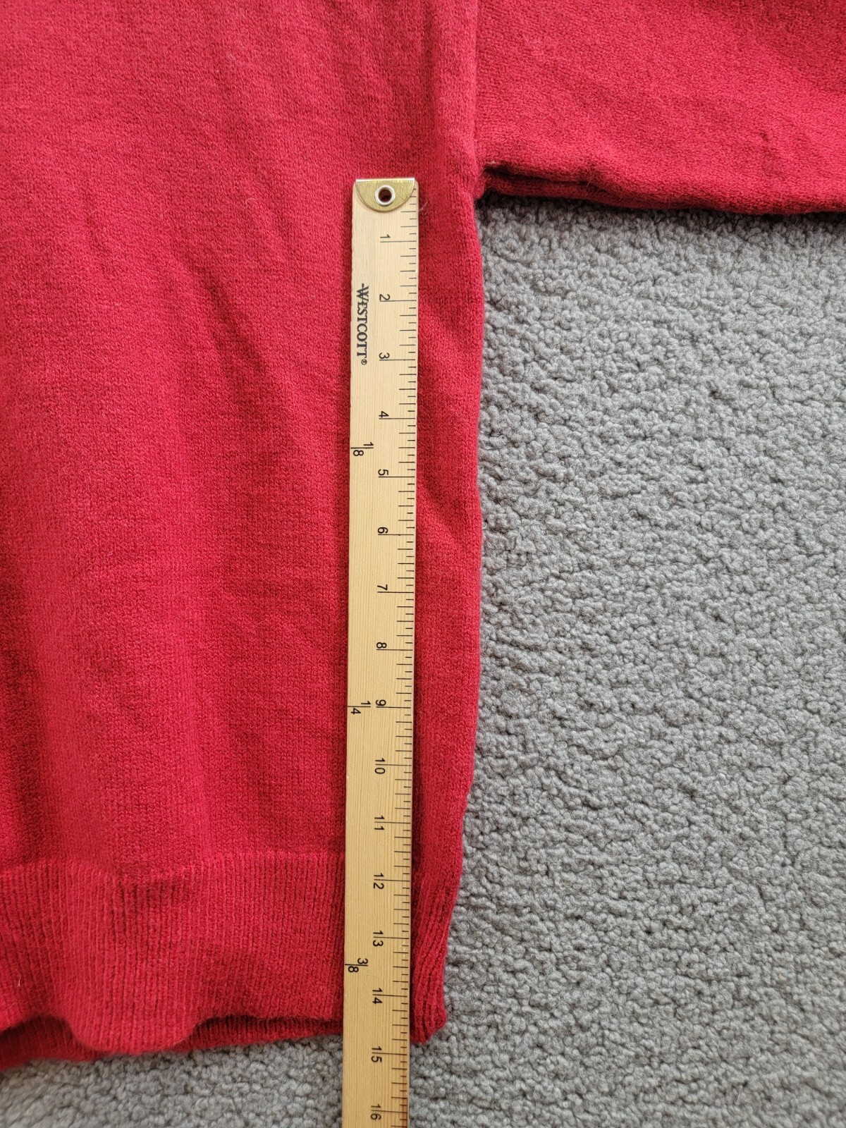 Line & Dot Double Layer Sweater Women's S Red Round Neck Long Sleeve Pullover - Picture 13 of 20