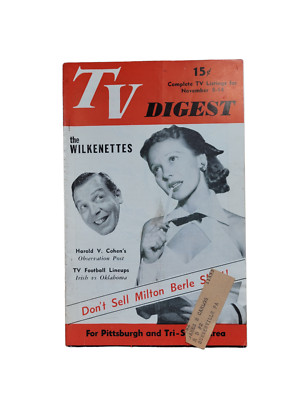 TV DIGEST NOVEMBER 8 1952 FOR PITTSBURG TRI-STATE AREA MILTON BERLE WILKENETTES