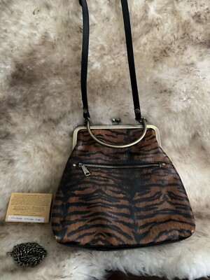 Patricia Nash Leather Novella Frame Bag with Extra Strap Tiger