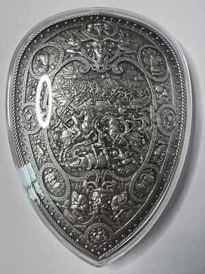 Silver Kilo Shield Of Henry II De France Light Antique Finish #A121/500 .999
