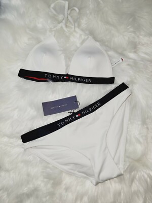 NWT 2 pc White Tommy Hilfiger Bathing Suit PADDED CUPS Orig. PRICE $69.99 New