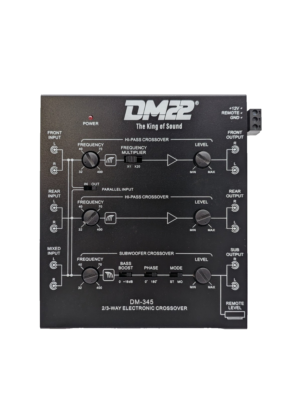 DM22 DM-345 2/3-Way Electronic Car Audio Crossover with Remote Bass Port